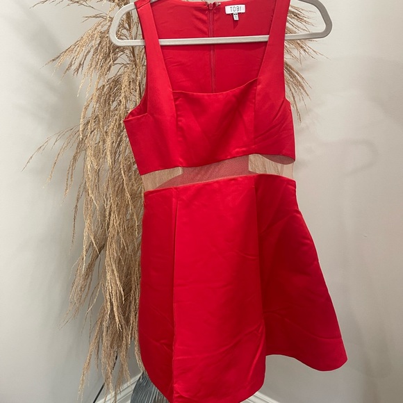 Tobi - HAVEN MESH BABYDOLL DRESS IN RED, M - Picture 3 of 7